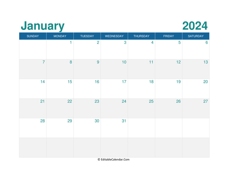 January 2024 Calendar Templates in Word, PDF, Excel