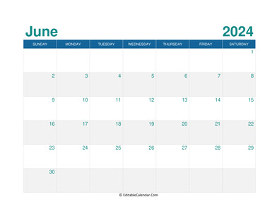 printable monthly calendar june 2024