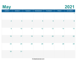 printable monthly calendar may 2021