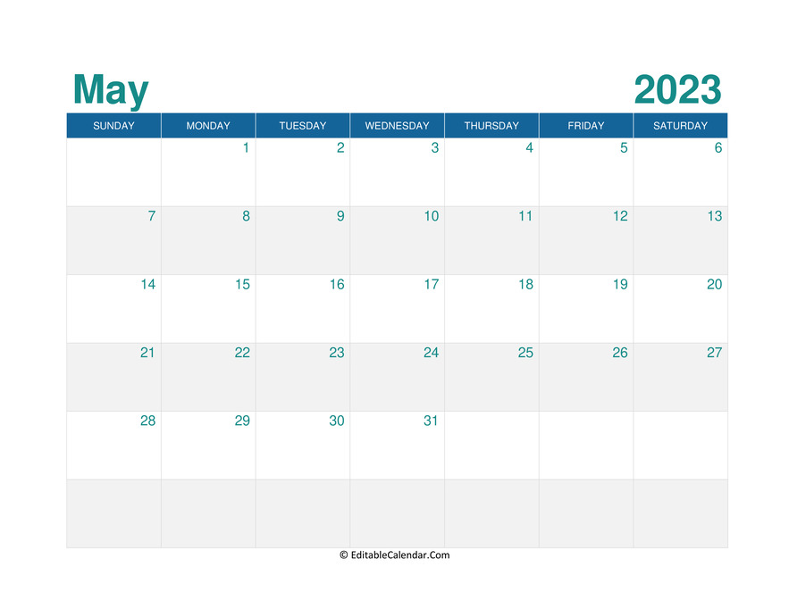 printable monthly calendar may 2023