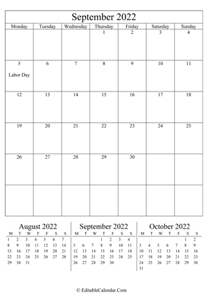 september 2022 editable calendar portrait