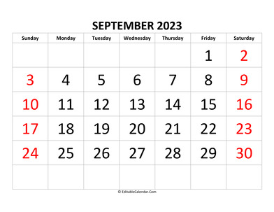 september 2023 calendar editable