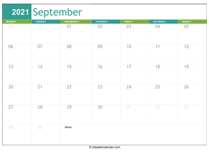 september calendar 2021 printable