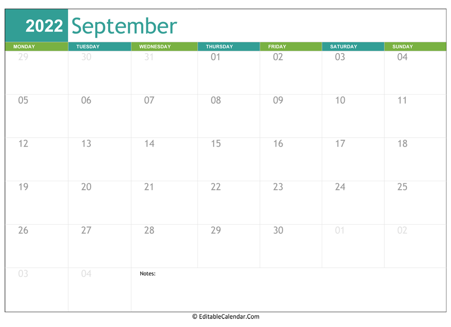 september calendar 2022 printable